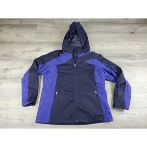 Free Country Jacket Women's Size L Blue Hooded Rain Radiance